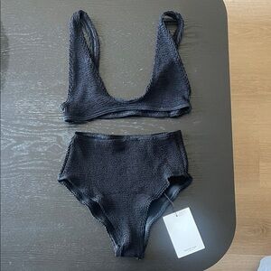 Textured High-Waist Bikini Set